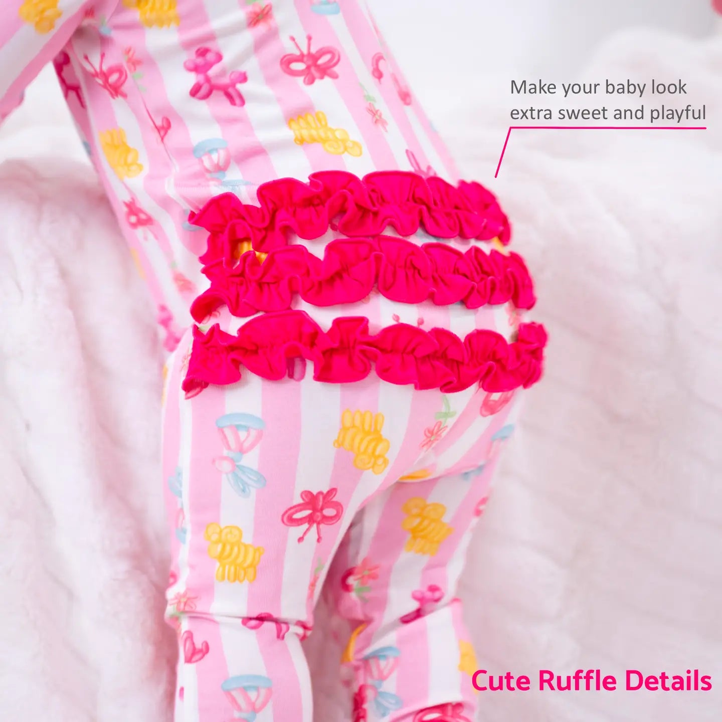 Bamboo Baby Convertible Zipper Pajama Pink Balloon Animal