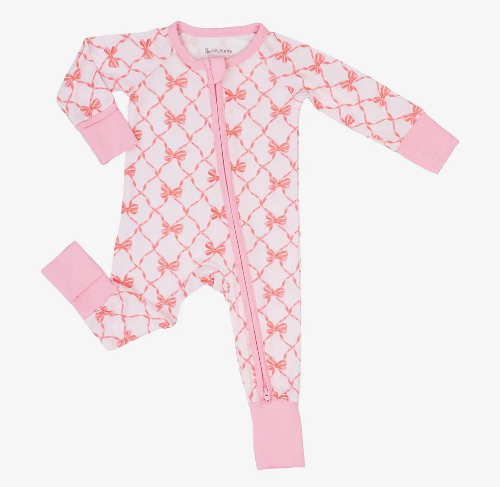 Bamboo Baby Convertible Zipper Pajama Beautiful Bows