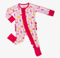Bamboo Baby Convertible Zipper Pajama Pink Balloon Animal