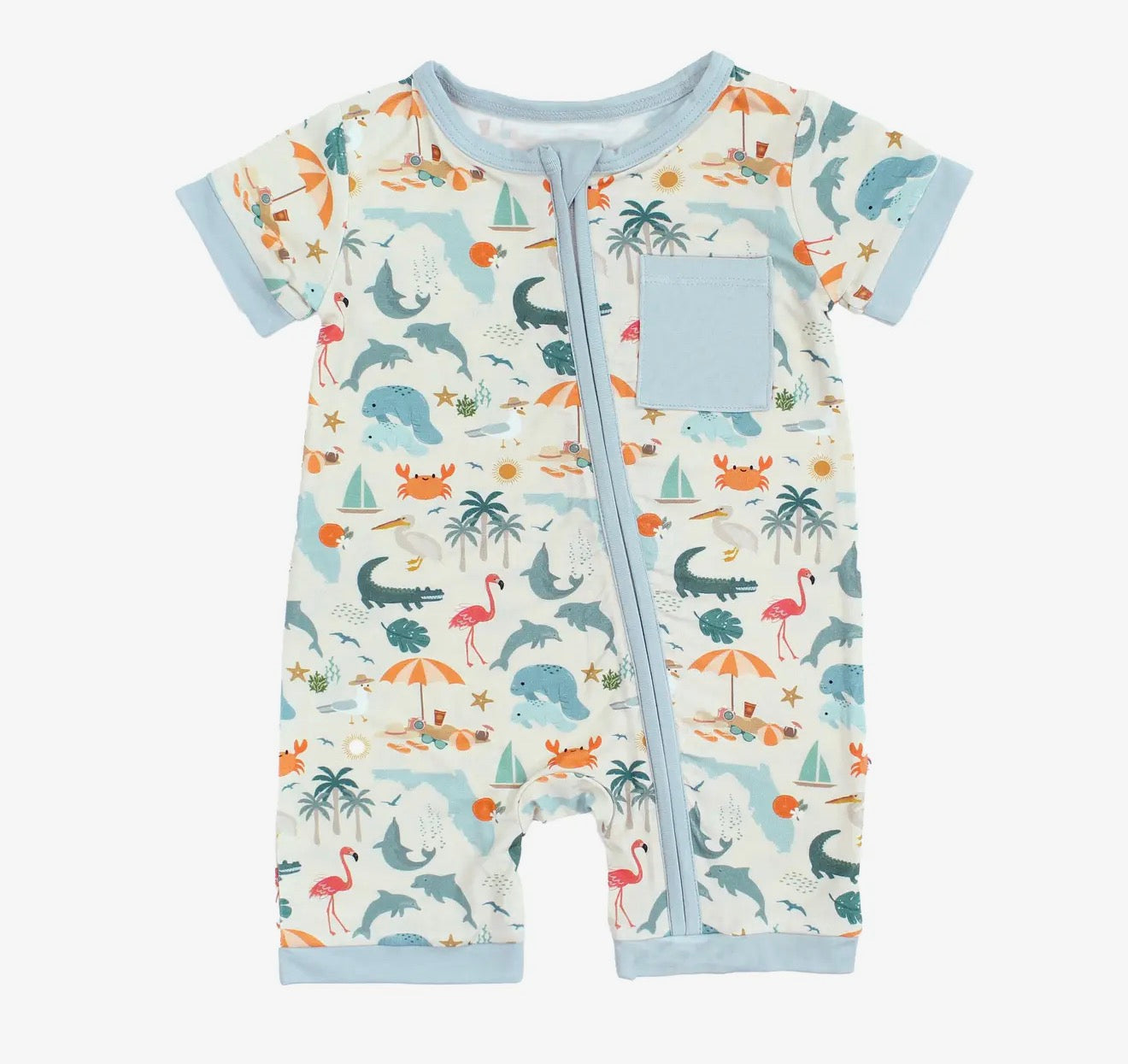Explore Florida Souvenir Bamboo Baby Shortie Romper Jumpsuit