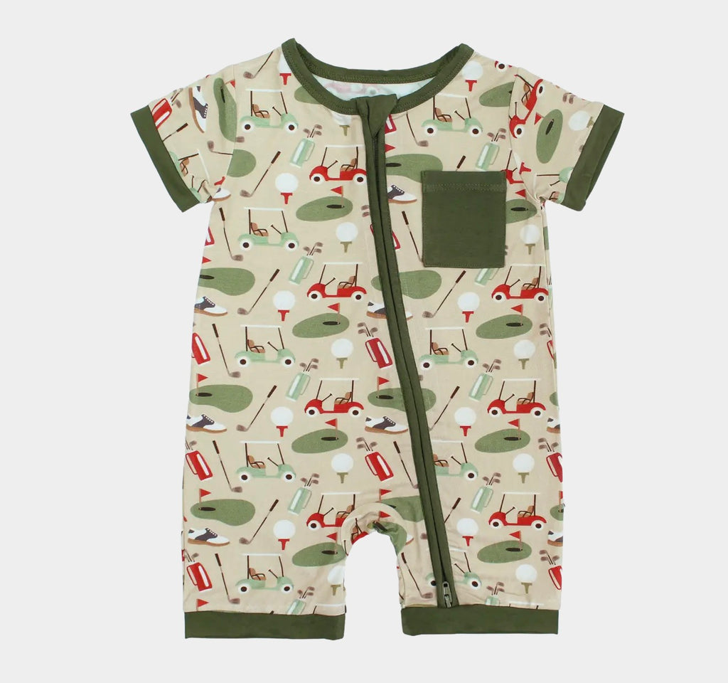 Tee Time Golf Bamboo Baby Shortie Romper